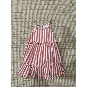 pippa & julie girls dress 6 X Stripe Sleeveless Linen Red/ White